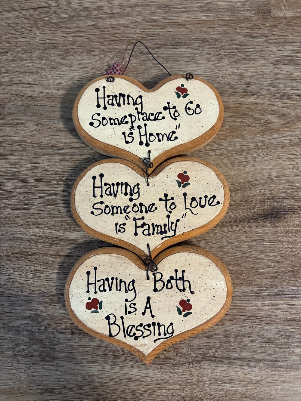 Decorative Heart Wall Hanging - Cream and Brown "Having Both is a Blessing"